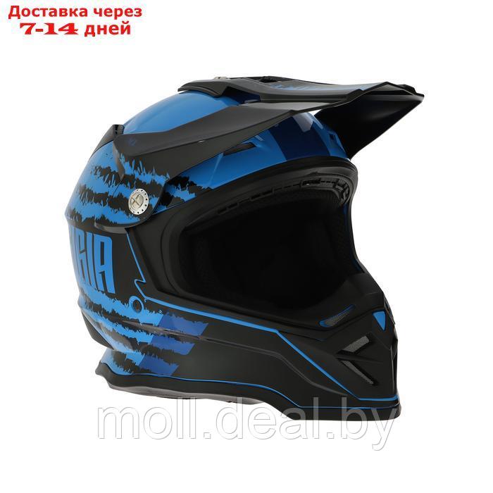 Шлем кроссовый, размер XL, модель - BLD-819-7, черно-синий - фото 4 - id-p227086984