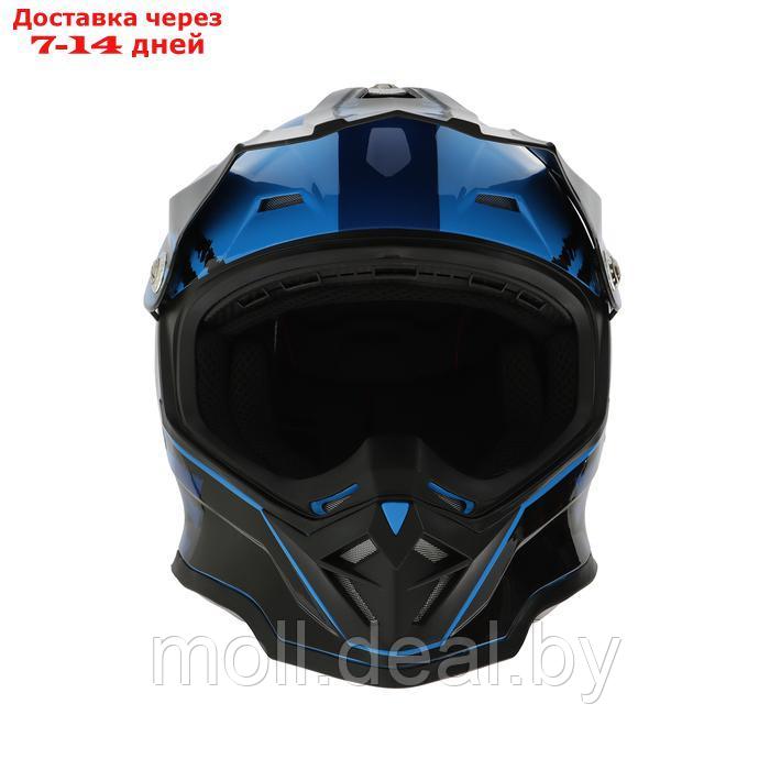Шлем кроссовый, размер XL, модель - BLD-819-7, черно-синий - фото 5 - id-p227086984