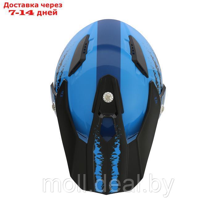 Шлем кроссовый, размер XL, модель - BLD-819-7, черно-синий - фото 8 - id-p227086984