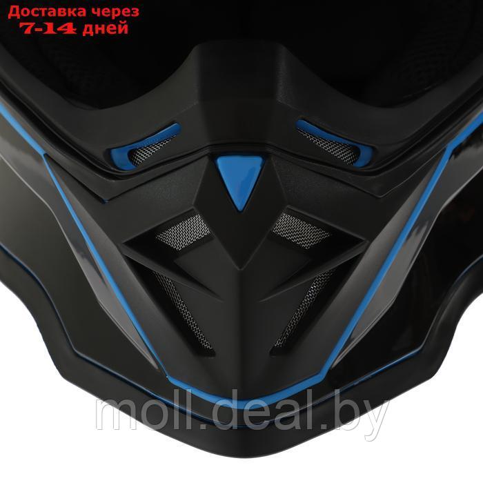 Шлем кроссовый, размер XL, модель - BLD-819-7, черно-синий - фото 10 - id-p227086984