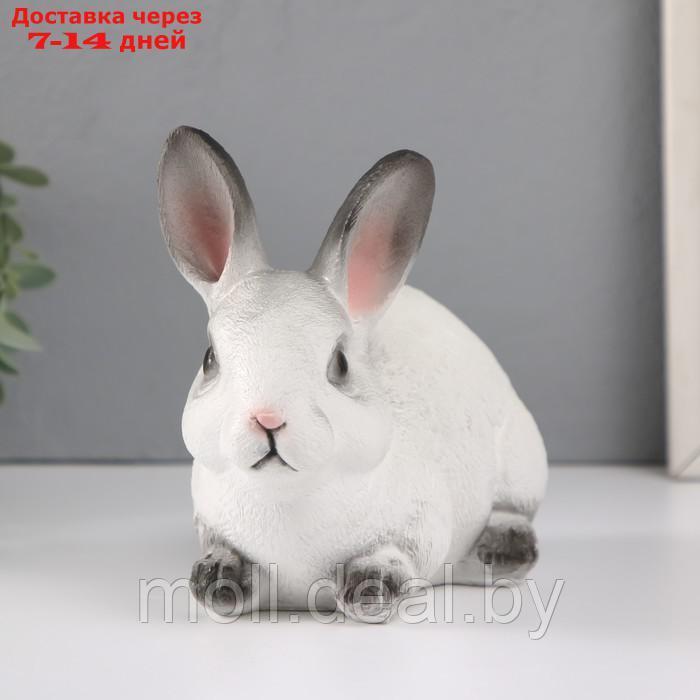 Фигурка "Кролик №1 Белый с чёрными кончиками" высота 14 см, ширина 10 см, длина 18 см. - фото 1 - id-p227089922
