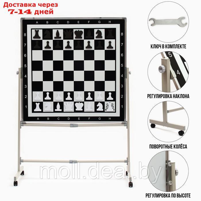 Доска двусторонняя 1х1 м, шахматная и магнитно-маркерная, поворотная на мобильном стенде - фото 2 - id-p227087944