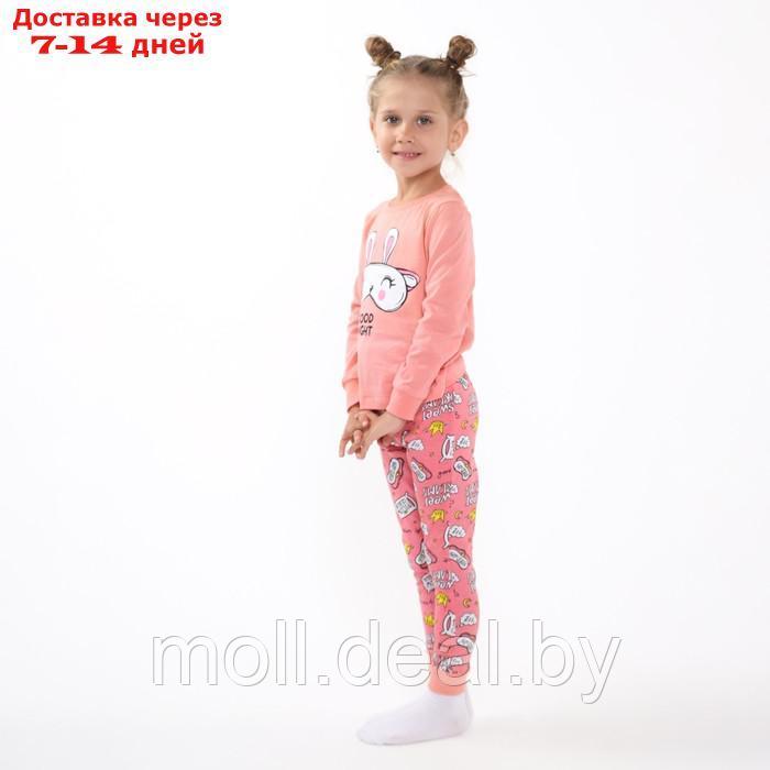 Пижама для девочки (лонгслив/штанишки), цвет розовая/заяц, рост 128см - фото 4 - id-p227102902