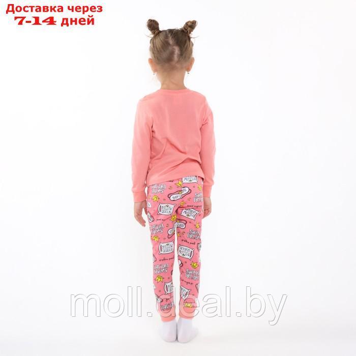 Пижама для девочки (лонгслив/штанишки), цвет розовая/заяц, рост 128см - фото 5 - id-p227102902