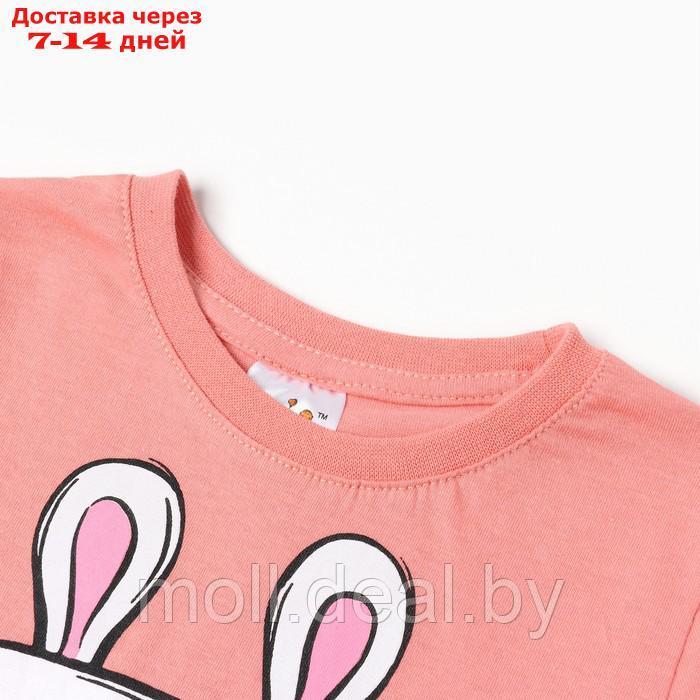Пижама для девочки (лонгслив/штанишки), цвет розовая/заяц, рост 128см - фото 8 - id-p227102902