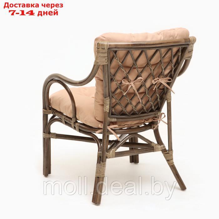 Набор садовой мебели "Makita": 2 кресла, диван, стол, ротанг тёмный, подушки бежевые - фото 2 - id-p227075070