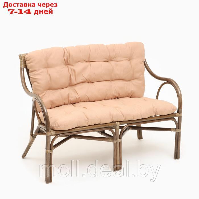 Набор садовой мебели "Makita": 2 кресла, диван, стол, ротанг тёмный, подушки бежевые - фото 3 - id-p227075070