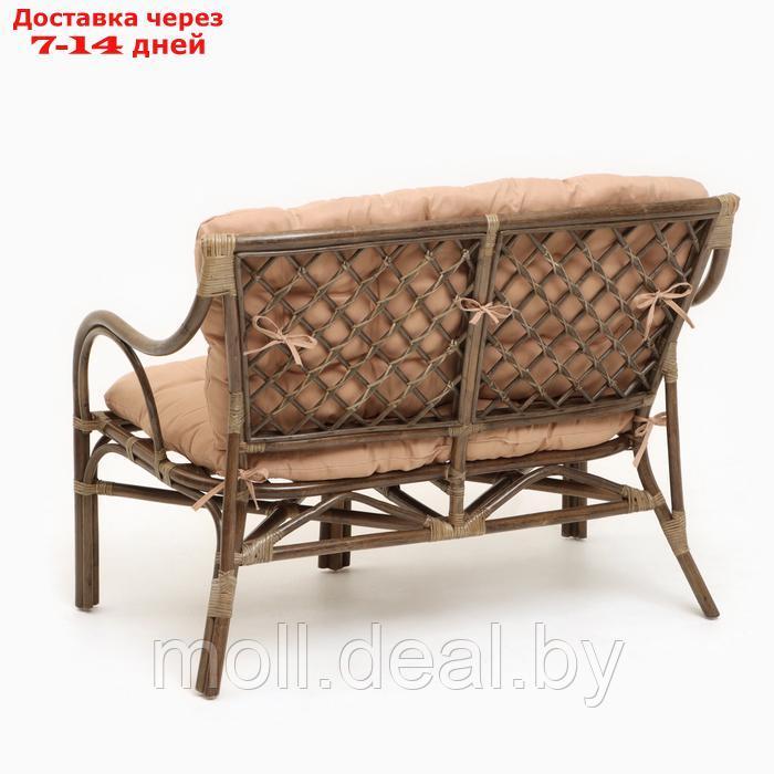 Набор садовой мебели "Makita": 2 кресла, диван, стол, ротанг тёмный, подушки бежевые - фото 6 - id-p227075070