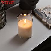 Светодиодная свеча белая, 7.5 × 10 × 7.5 см, воск, пластик, батарейки АААх3 (не в комплекте), свечение тёплое