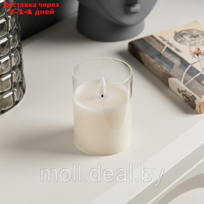 Светодиодная свеча белая, 7.5 × 10 × 7.5 см, воск, пластик, батарейки АААх3 (не в комплекте), свечение тёплое - фото 2 - id-p227081042