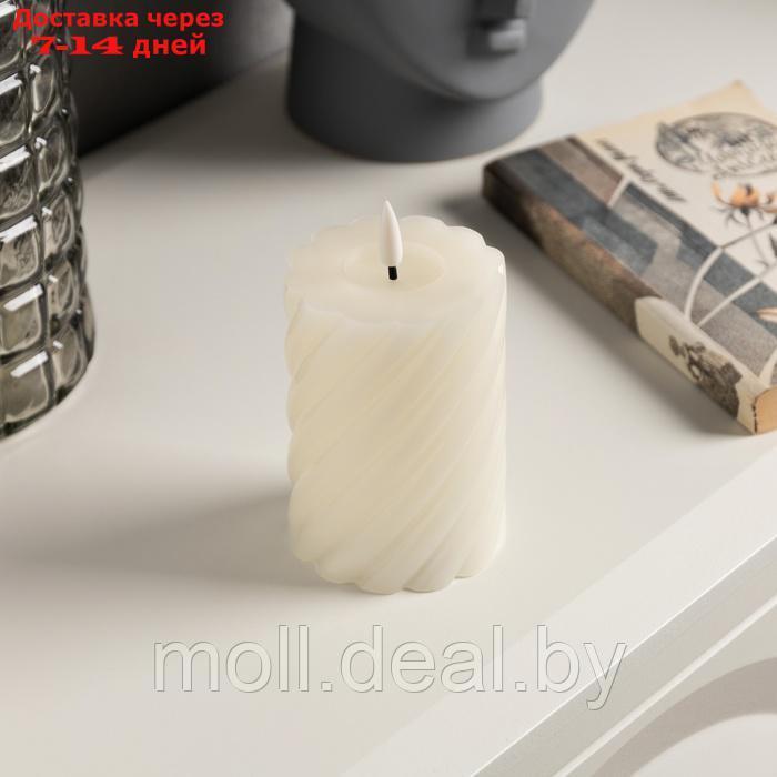 Светодиодная свеча витая белая, 7.5 × 12.5 × 7.5 см, пластик, воск, батарейки АААх2 (не в комплекте), свечение - фото 2 - id-p227081043