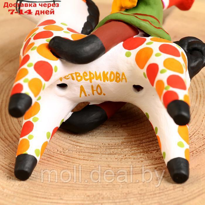 Дымковская игрушка "Всадник с гармошкой", 16 см - фото 2 - id-p227082033