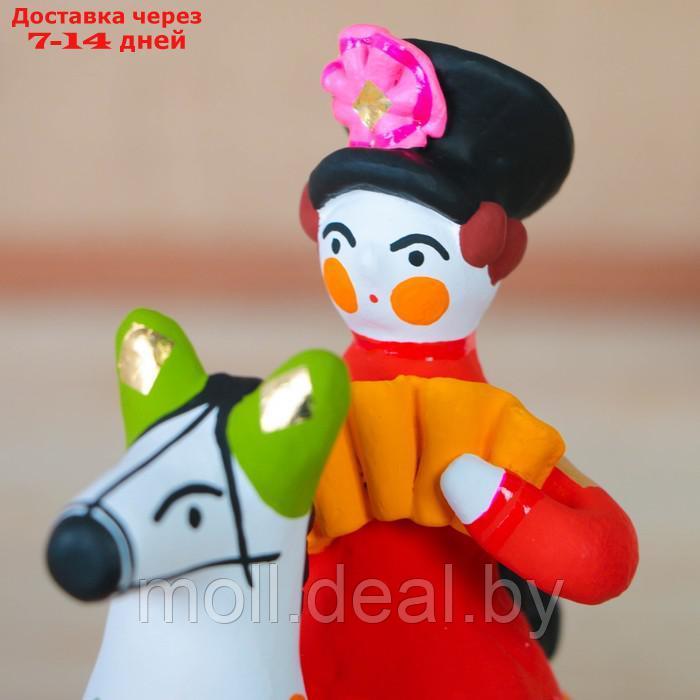 Дымковская игрушка "Всадник с гармошкой", 16 см - фото 3 - id-p227082033