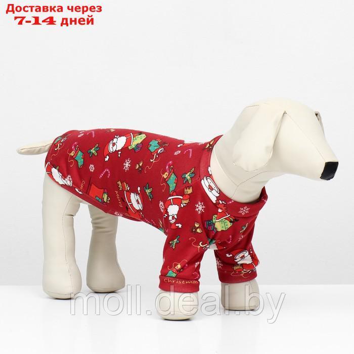 Кофта новогодняя для животных "Подарки", размер S, красный (ДС 25, ОГ 35 см) - фото 2 - id-p227096113