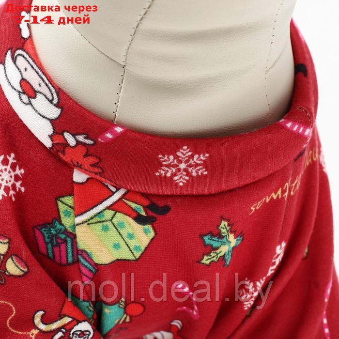 Кофта новогодняя для животных "Подарки", размер S, красный (ДС 25, ОГ 35 см) - фото 5 - id-p227096113