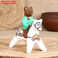 Сувенир"Медведь на коне", каргопольская игрушка