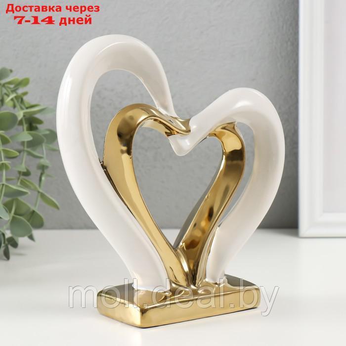 Сувенир керамика "Сплетённые сердца" белый с золотом 5,5х17,5х19,5 см - фото 2 - id-p227081061