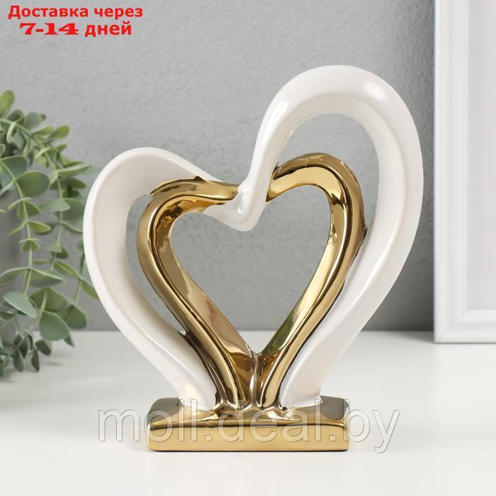 Сувенир керамика "Сплетённые сердца" белый с золотом 5,5х17,5х19,5 см - фото 3 - id-p227081061