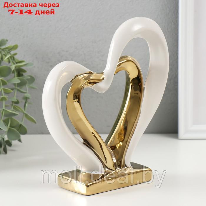 Сувенир керамика "Сплетённые сердца" белый с золотом 5,5х17,5х19,5 см - фото 4 - id-p227081061