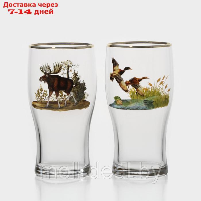Набор стеклянных бокалов для пива "Трофейная охота", 510 мл, 2 шт - фото 1 - id-p227077064