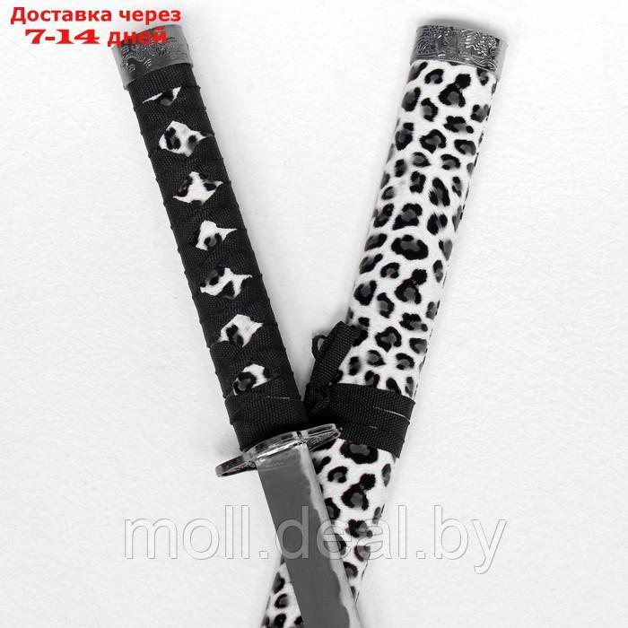 Сувенирное оружие "Катана на подставке" ножны под леопарда, светлый 89см - фото 4 - id-p227080075