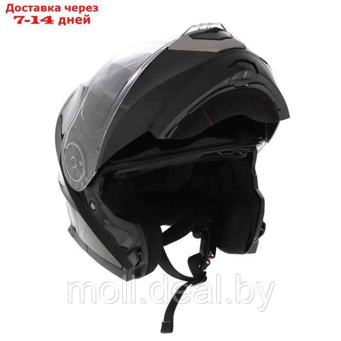 Шлем модуляр с двумя визорами, размер L, модель - BLD-160E, черный глянцевый - фото 5 - id-p227090989