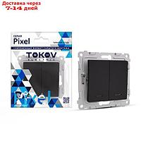 Выключатель TOKOV ELECTRIC, Pixel, с индикатором, 2-кл, 10А, IP20, карбон, TKE-PX-V2I-C14