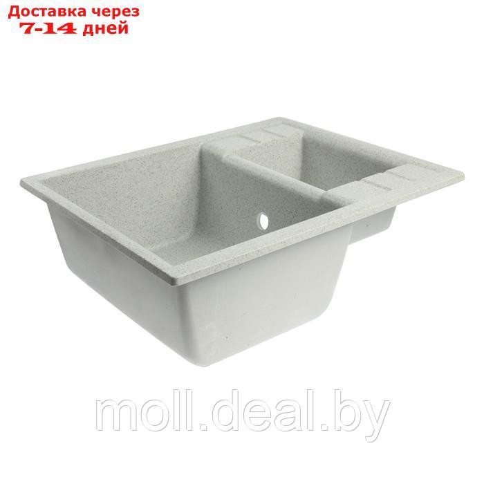 Мойка для кухни из камня ZEIN 190/Q10, 760х509 мм, прямоугольная, перелив, цвет светло-серый - фото 2 - id-p227105306