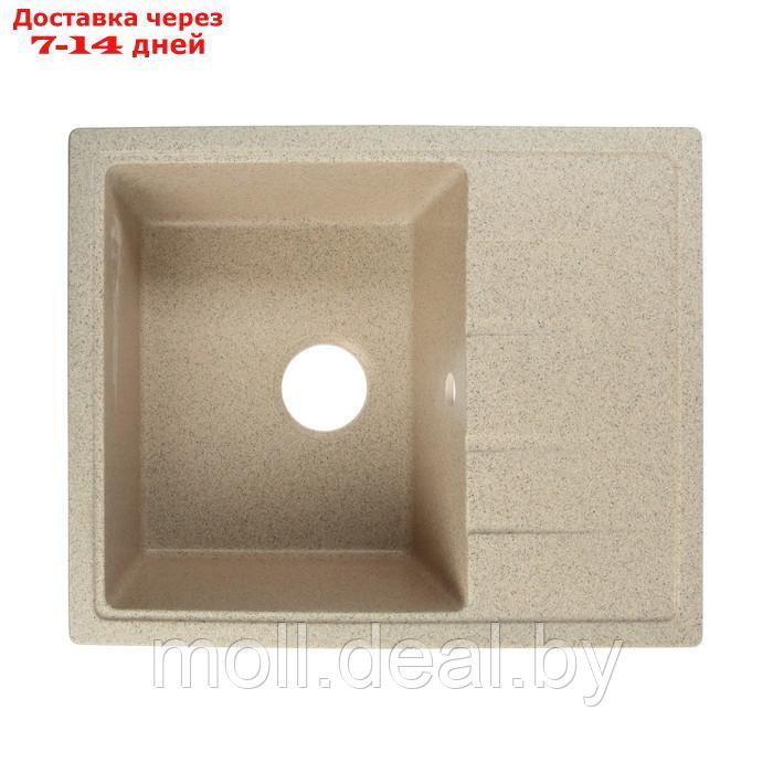 Мойка для кухни из камня ZEIN 150/Q5, 575 х 470 мм, прямоугольная, перелив, цвет песочный - фото 1 - id-p227105307