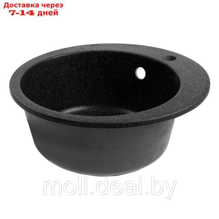 Мойка для кухни из камня ZEIN 30/Q4, d = 475 мм, круглая, перелив, цвет черный - фото 2 - id-p227105308