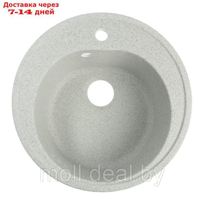 Мойка для кухни из камня ZEIN 3/Q10, d = 510 мм, круглая, перелив, цвет светло-серый - фото 1 - id-p227105310