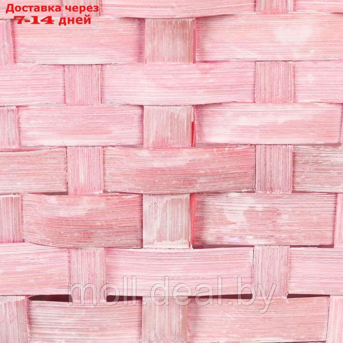 Корзина плетеная, 21,6 х 21,6 х 10/38 см, розовая, бамбук - фото 5 - id-p227089960