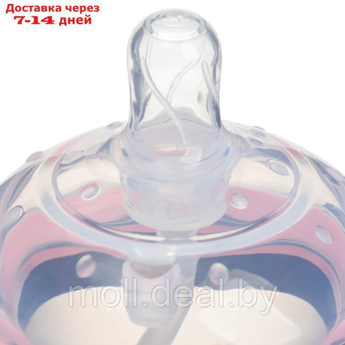 Бутылочка для кормления M&B, ШГ Ø70мм, 250мл., с ручками, силиконовая колба, цвет розовый - фото 4 - id-p227084046