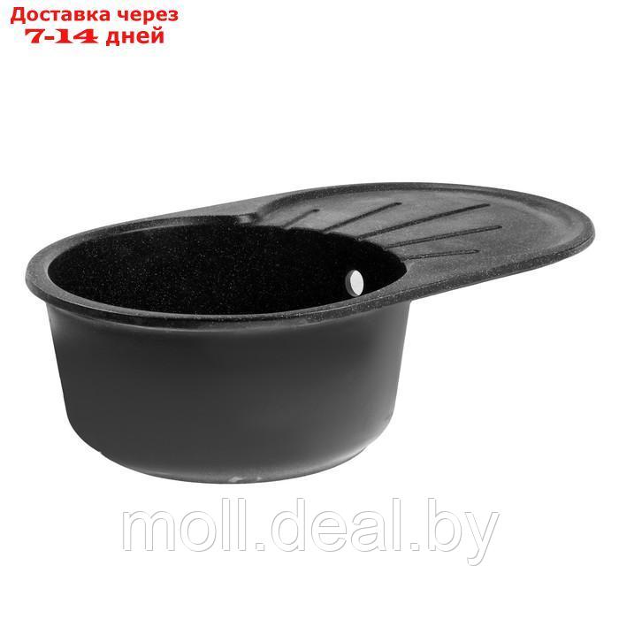 Мойка для кухни из камня ZEIN 110/Q4, 730 х 450 мм, овальная, перелив, цвет черный - фото 2 - id-p227105313