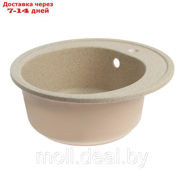 Мойка для кухни из камня ZEIN 3/Q5, d = 510 мм, круглая, перелив, цвет песочный - фото 2 - id-p227105316