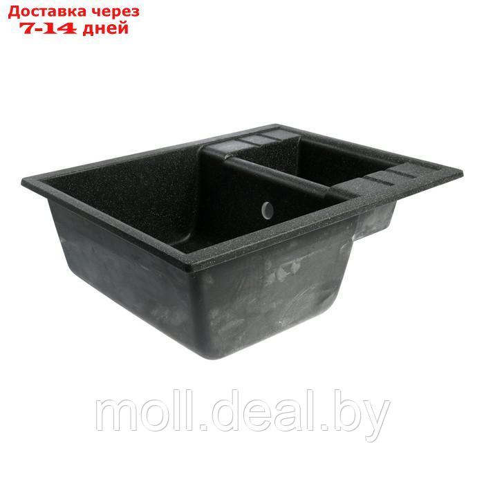 Мойка для кухни из камня ZEIN 190/Q4, 760 х 509 мм, прямоугольная, перелив, цвет черный - фото 2 - id-p227105318