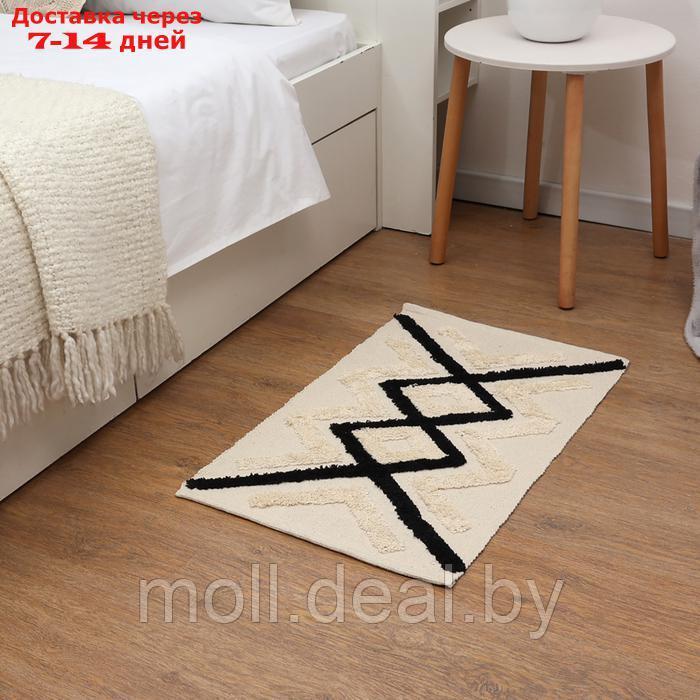 Ковер Tufting zigzag 50х80 ± 3 см, 1500 гр/м2, 70% хлопок, 30% полиэстер - фото 1 - id-p227080091