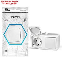 Блок TOKOV ELECTRIC, Dita (розетка 16А, 250В, с з/к + 1-кл. выкл. 10А), IP54, белый, TKL-DT-V1RZ-C01