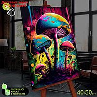 Картина по номерам со светящейся краской 40х50 "Неоновые грибы" (18 цветов) FHR0593