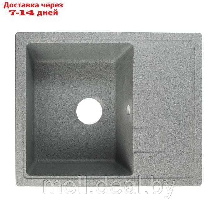 Мойка для кухни из камня ZEIN 150/Q8, 575 х 470 мм, прямоугольная, перелив, цвет темно-серый - фото 1 - id-p227105319