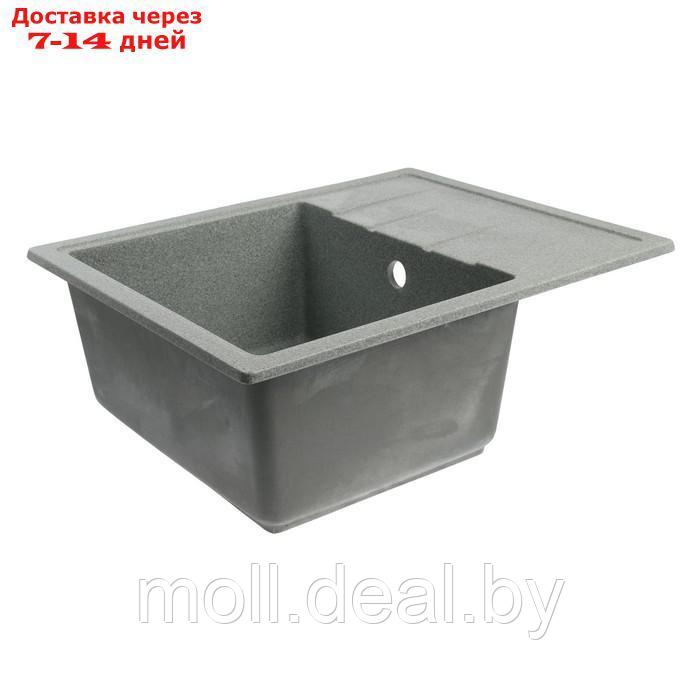Мойка для кухни из камня ZEIN 150/Q8, 575 х 470 мм, прямоугольная, перелив, цвет темно-серый - фото 2 - id-p227105319
