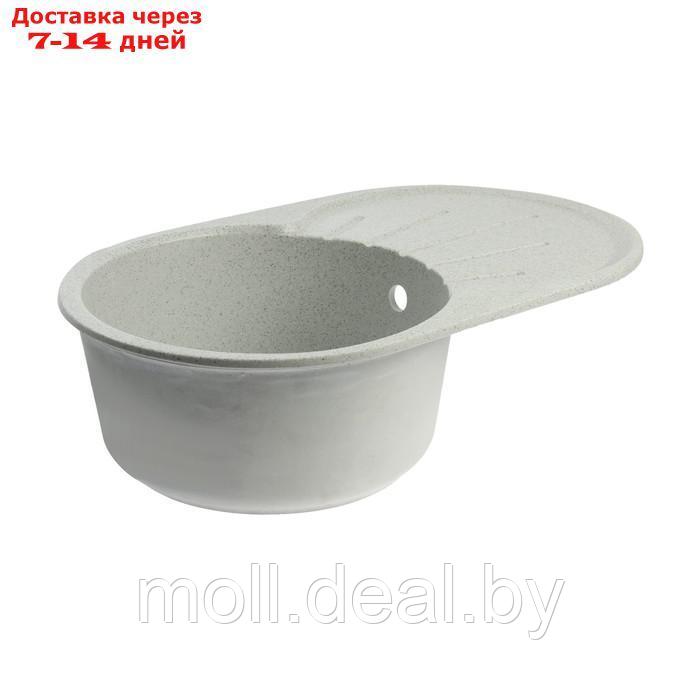 Мойка для кухни из камня ZEIN 110/Q10, 730 х 450 мм, овальная, перелив, цвет светло-серый - фото 2 - id-p227105320