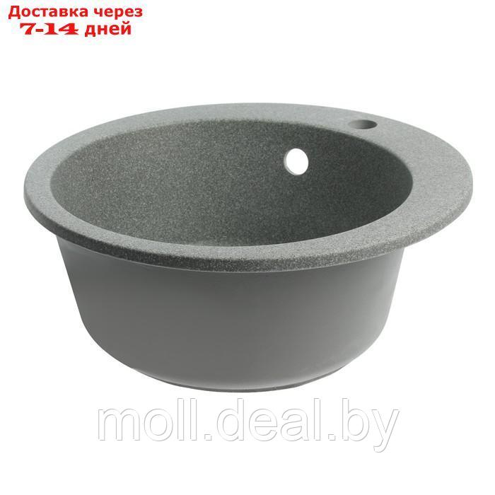 Мойка для кухни из камня ZEIN 30/Q8, d = 475 мм, круглая, перелив, цвет темно-серый - фото 2 - id-p227105322