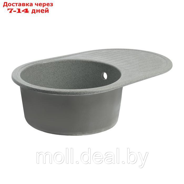 Мойка для кухни из камня ZEIN 11/Q8, 720 х 455 мм, овальная, перелив, цвет темно-серый - фото 2 - id-p227105323