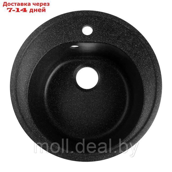 Мойка для кухни из камня ZEIN 3/Q4, d = 510 мм, круглая, перелив, цвет черный - фото 1 - id-p227105324