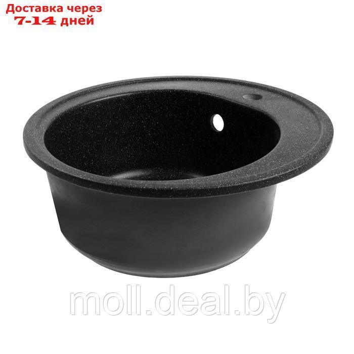 Мойка для кухни из камня ZEIN 3/Q4, d = 510 мм, круглая, перелив, цвет черный - фото 2 - id-p227105324