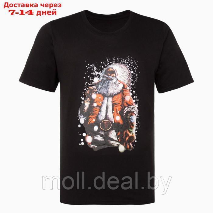 Футболка мужская "Дед мороз", цвет чёрный, размер 52 - фото 3 - id-p227118916