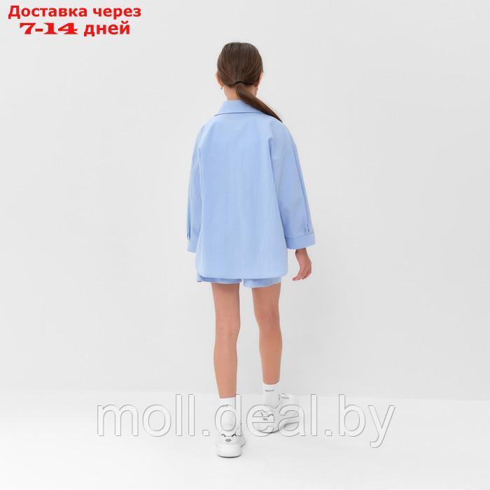 Костюм для девочки (рубашка и шорты) MINAKU, цвет голубой, рост 134-140 см - фото 5 - id-p227103023