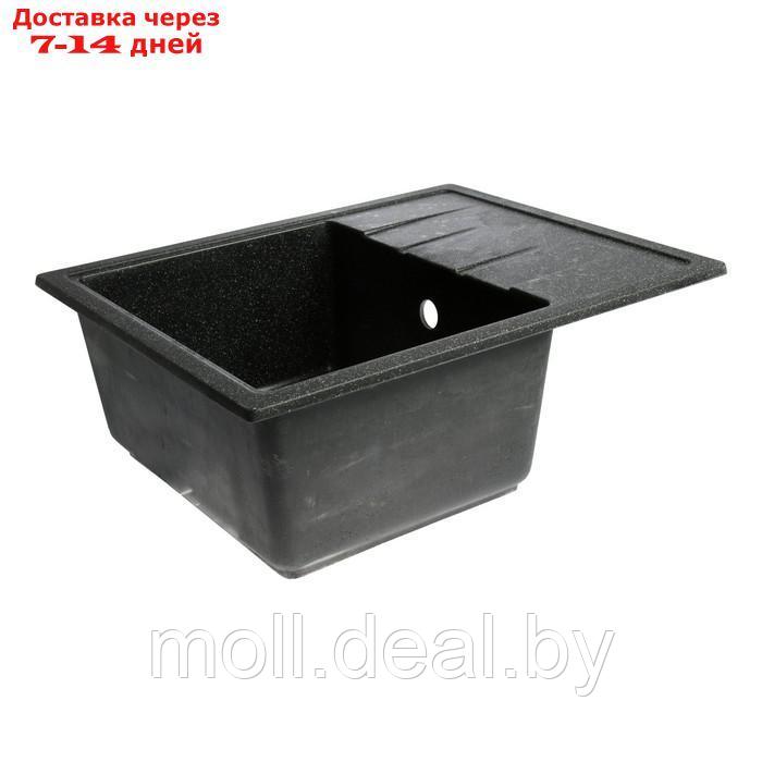 Мойка для кухни из камня ZEIN 150/Q4, 575 х 470 мм, прямоугольная, перелив, цвет черный - фото 2 - id-p227105327
