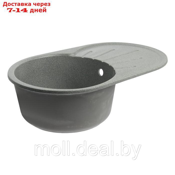 Мойка для кухни из камня ZEIN 110/Q8, 730 х 450 мм, овальная, перелив, цвет темно-серый - фото 2 - id-p227105328